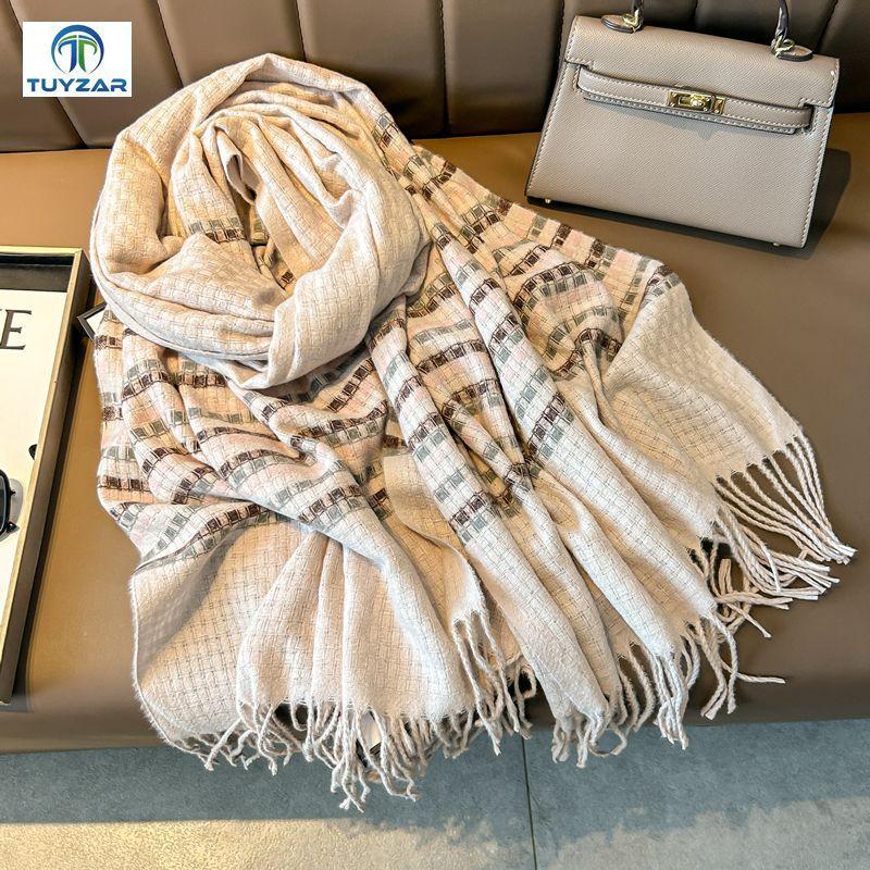 2024 Autumn And Winter New Thickened And Extended Cashmere Scarf Versatile Women'S Warm Neck Protection Scarf Double Sided Scarf Shawl