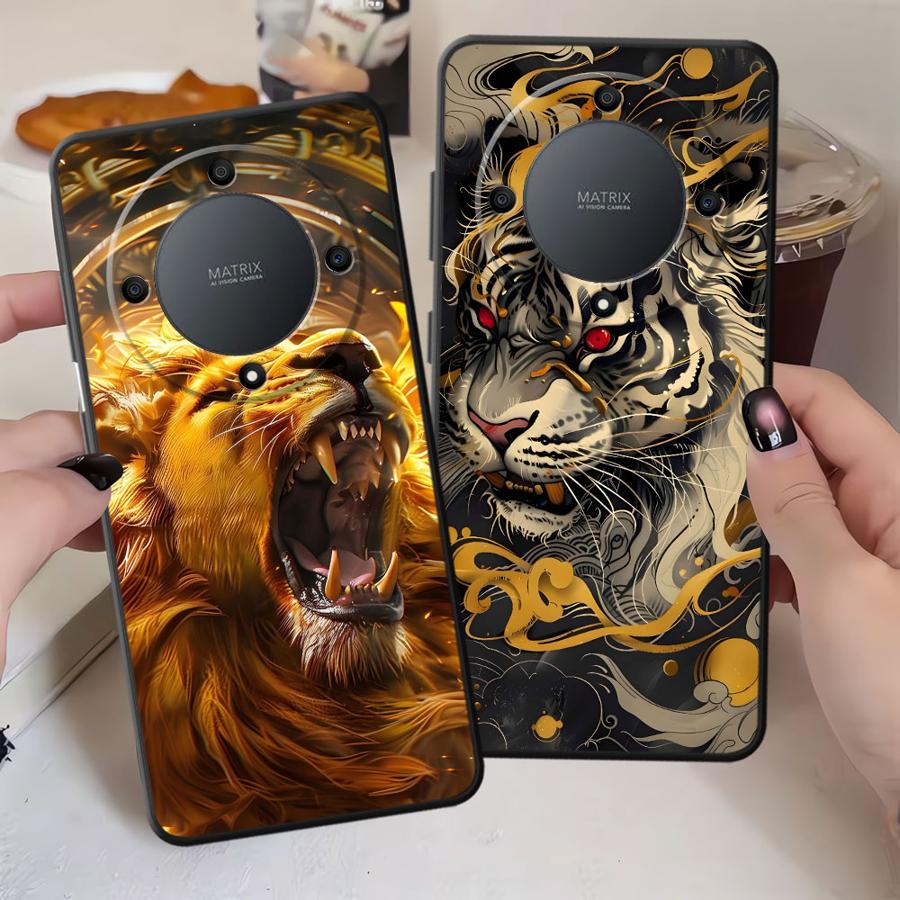 Чехол для телефона Funda для Honor X9a X8 X7 8X 200 400 Lite 70 90 X6 X5b Magic5Lite Крутой Тигр Лев