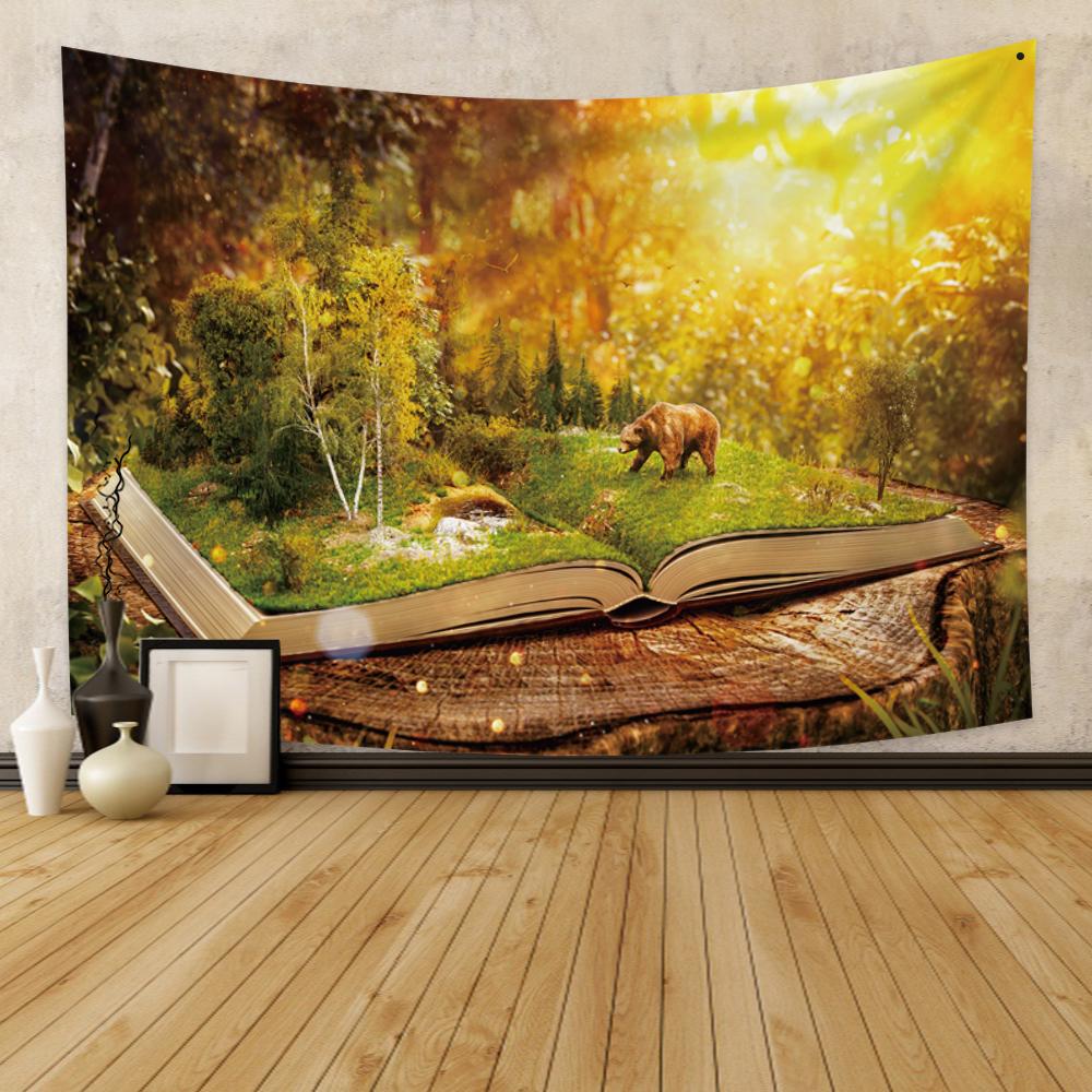 Fairy Tale Forest Tapestry Wall Hanging Fantasy Magic Mushroom Aesthetic For Kids Girls Bedroom Living Room Dorm Party Decor