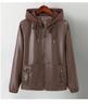 Весна/Осень 2025 Женское короткое пальто из ПУ кожи с капюшоном - Стильная куртка на молнии для молодых мам.