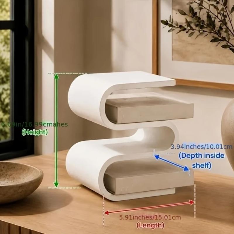 S-образная скульптурная подставка для книг Современная 3D-печатная настольная книжная полка для спальни Прикроватная тумбочка Держатель для книг