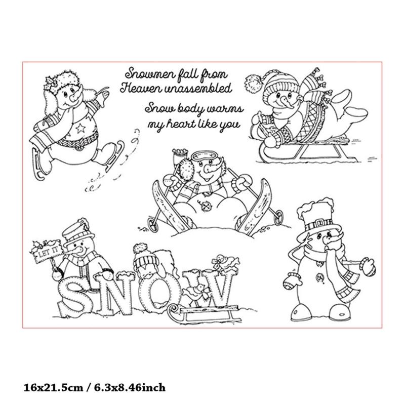 Christmas Snowman Clear Stamps for Christmas Card Making, Scrapbooking Decorative Stampers Background Silicone Stamps