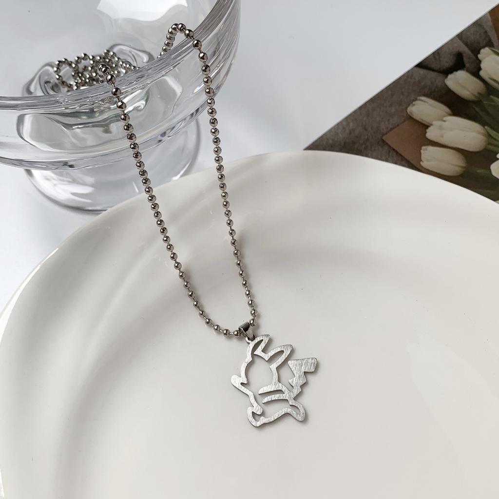 Sweet Cool Bear Series Metal Necklace Simple Retro Round Brand Pendant Versatile Niche Design Clavicle Chain