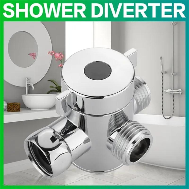 1/2'' 3-Way T-adapter Diverter Valve Adjustable Shower Head Arm Mounted Diverter Valve Bathroom Hardware Accessory
