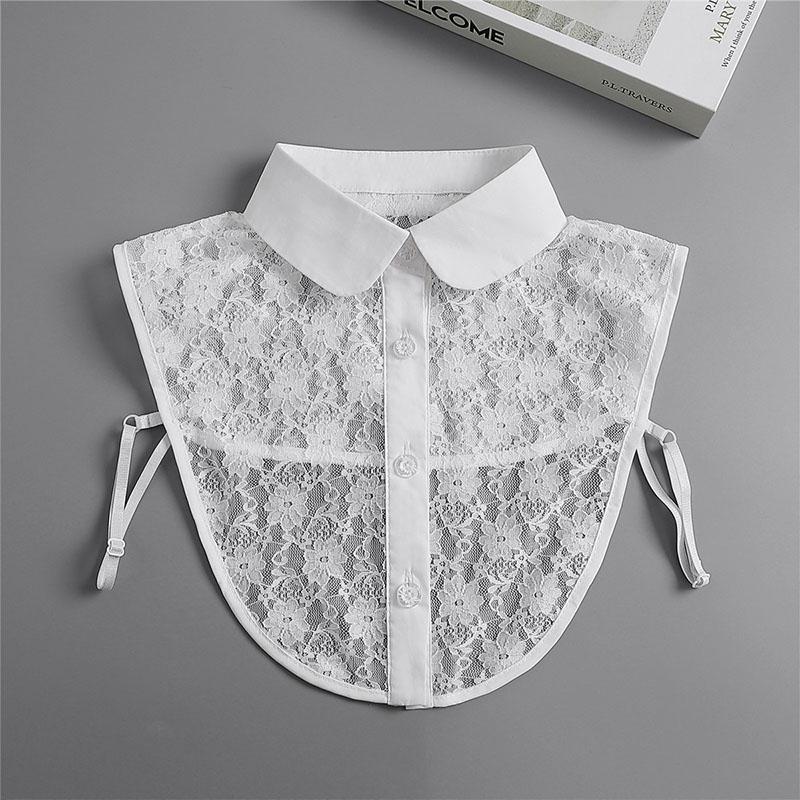 Fashion White Fake Collar Women Detachable Collars Black Woman False Collar Lace Removable Half Shirts Tie Top Collars Decor