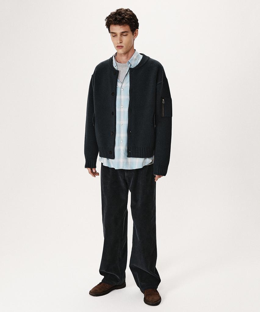 Shirter Chunky Yarn Heavy Cardigan (Steel Navy)