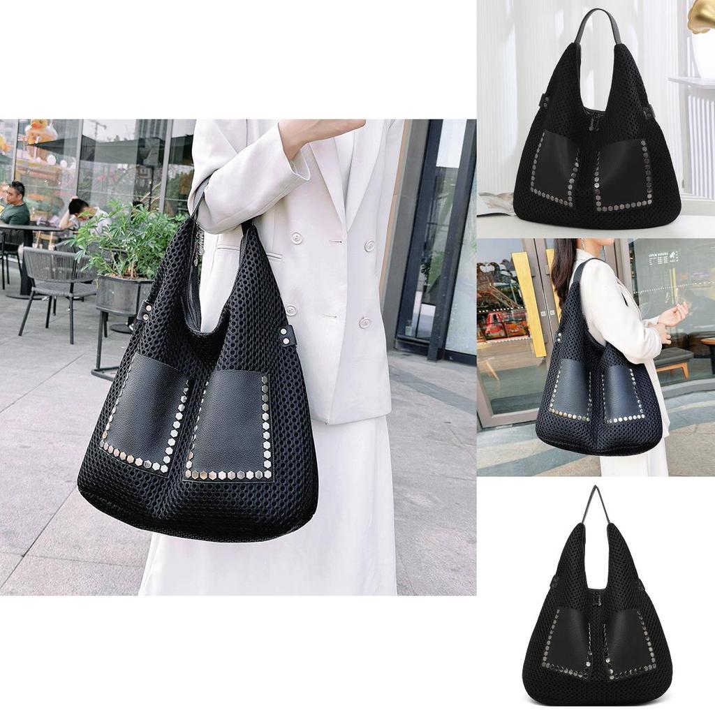 Rivet Fashion Tote Bag For Women With Hollow Design For Casual Outings