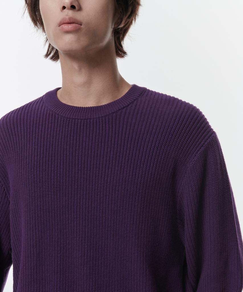 MUSINSA STANDARD Cotton Ribbed Crew Neck Knit [Purple]