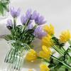 Glass Flower Bouquet with Vase Hand-Blown Mini Flower Decoration Home Living Room Handmade Simulation Floral Ornament with