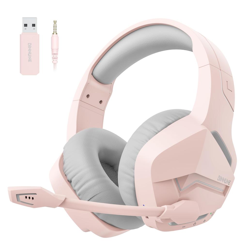 BINNUNE Wireless Gaming Headset with Can Be Used Continuously for 120 Hours 3WAY Low Latency Wireless Headset with Noise Canceling Compatible with FPS