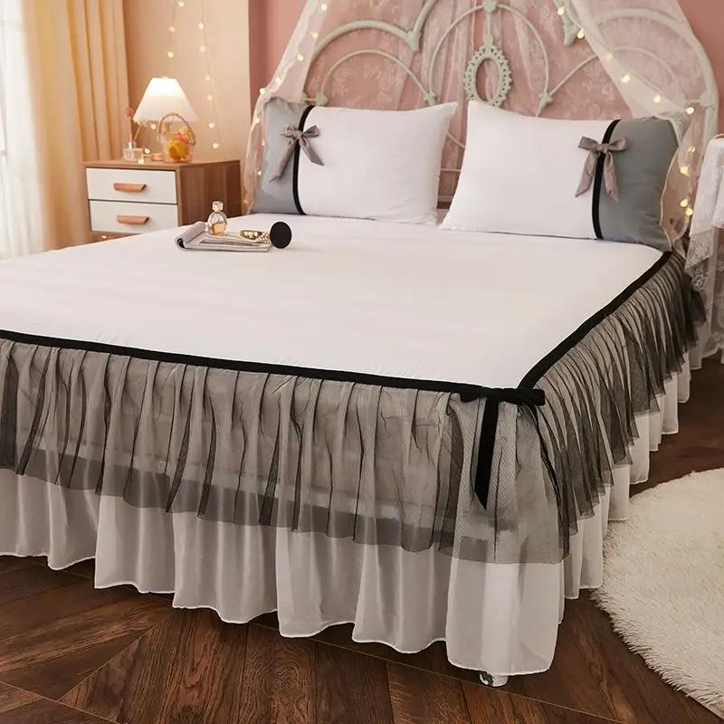 Однотонный чехол для кровати, украшение для кровати, чехол для матраса, защитная накладка в стиле принцессы