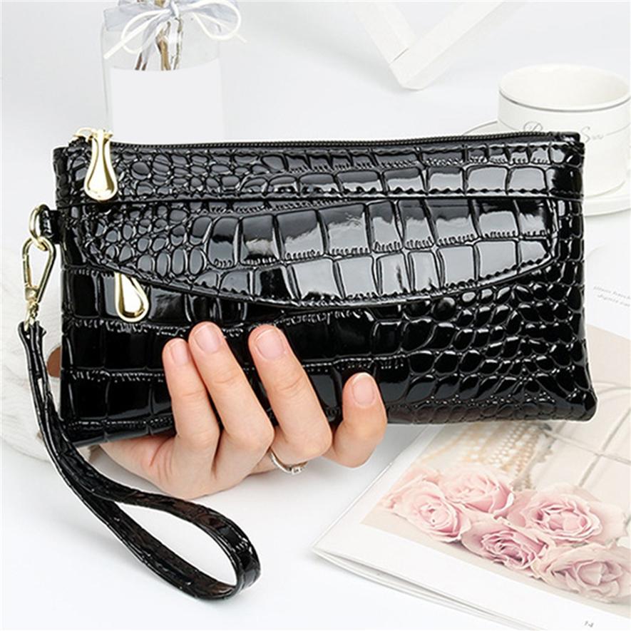 Fashion Women's Temperament Clutch Crocodile Pattern Mobile Phone Coin Purse Casual Zipper Hand Bag