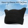 Autumn Winter Outdoor Warm Knitting Caps Cute Striped Cat Ear Hat No Brim Thickened Stretchy Yarn Knitted Beanie Hat