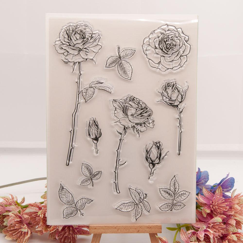 Leaf Flower Branch Transparent Silicone Clear Stamps for Seal DIY Scrapbooking Photo Album Decor Art Plant