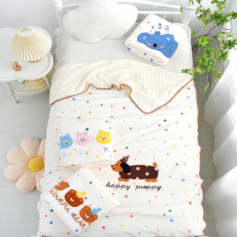 Мягкое молочное бархатное одеяло для детей, теплое и легкое, 100x115 см, милые мультяшные узоры на выбор, для дома, путешествий, детской комнаты