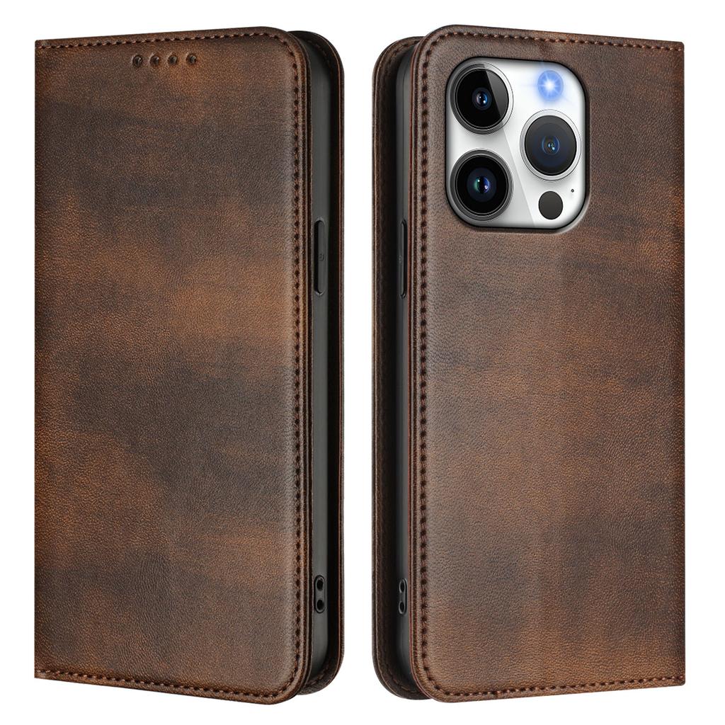 For iPhone 16 Pro Wallet Cases Retro Texture RFID Blocking Leather Phone Cover