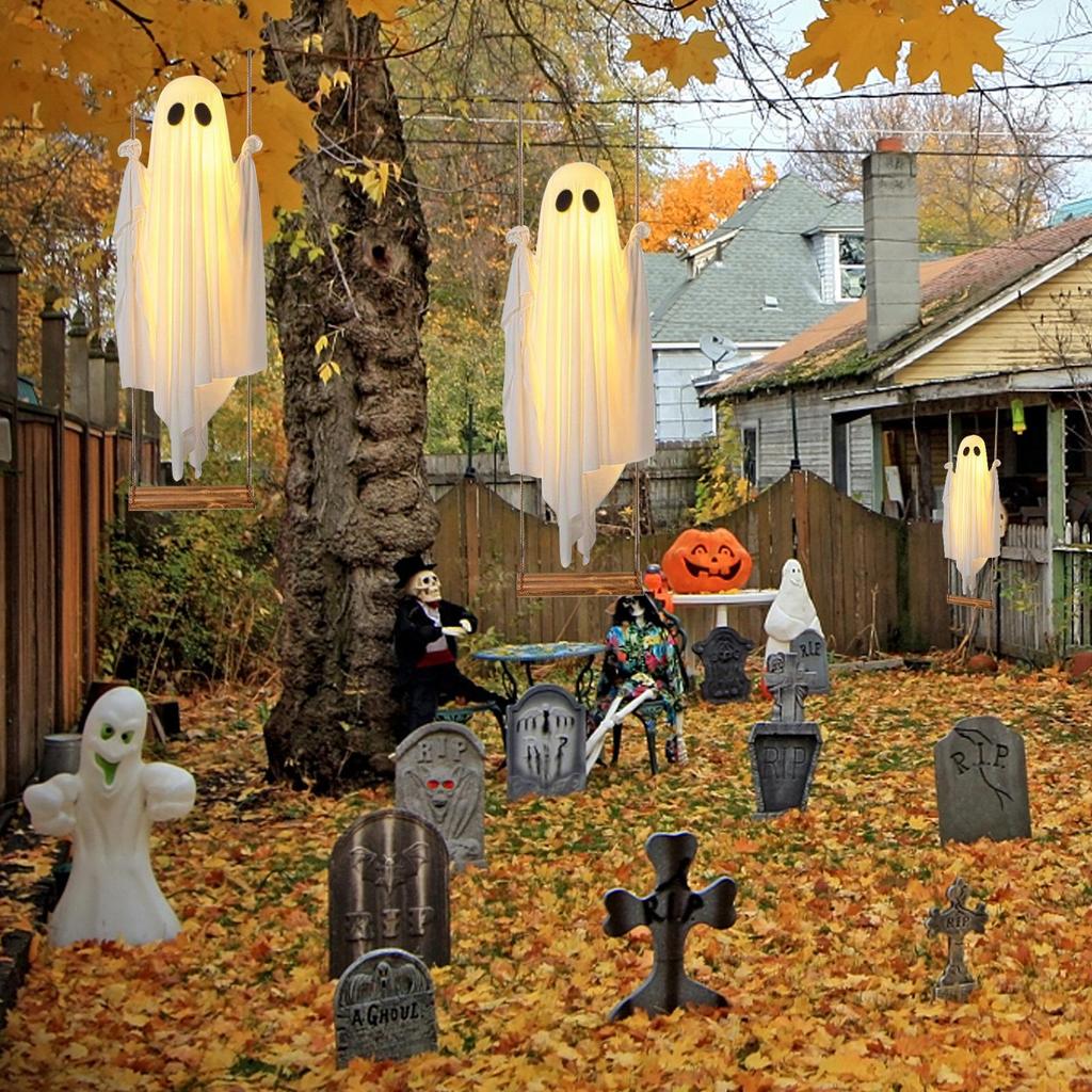 59.84X16.93 Inches Halloween Ghosts Holiday Decor Ghost with LED Lights Halloween Horror Props Home Decorations Hanging