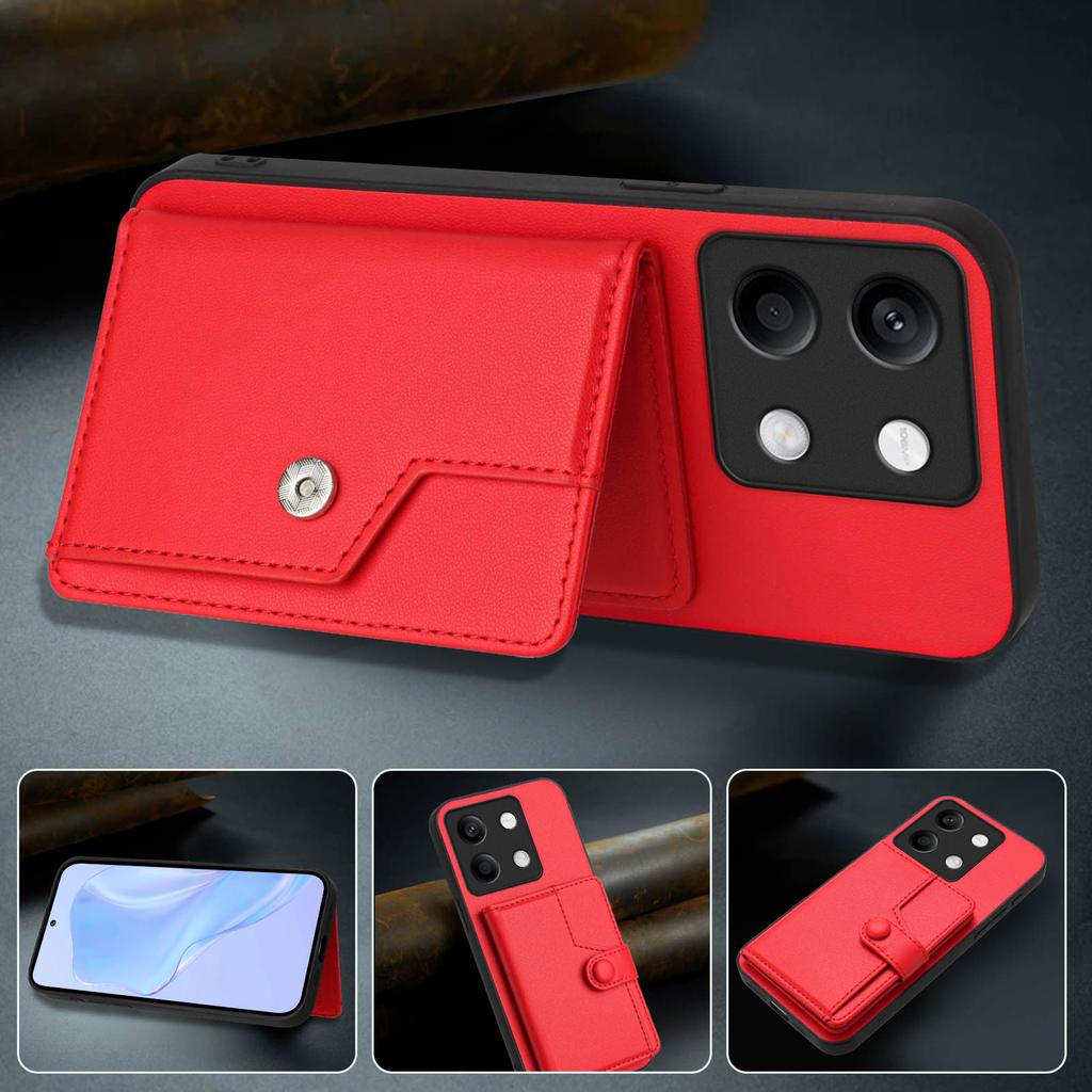 Чехол для Xiaomi Redmi Note 13 5G с блокировкой RFID, держателем для карт, подставкой, из ТПУ + ПУ кожи, задняя крышка телефона