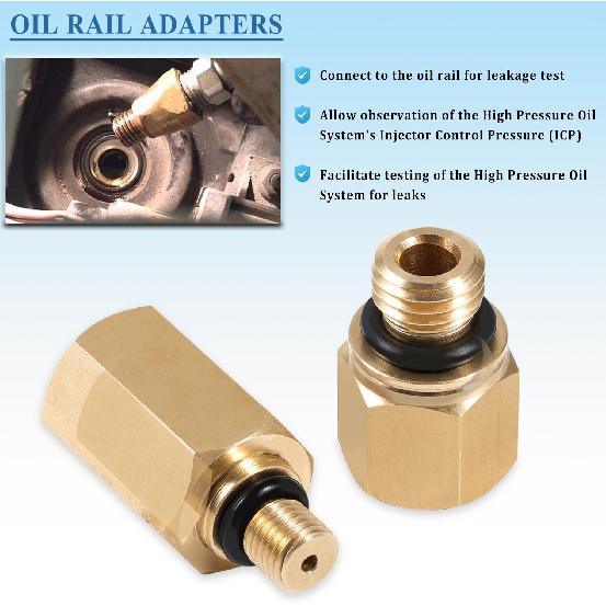 Bonbo 6.0 IPR Valve Socket & Oil Rail Adapters Kit & 6.0 High Pressure Oil Pump IPR Valve Air Test Fitting Tool With Seal Kit, Fits For Ford 6.0L