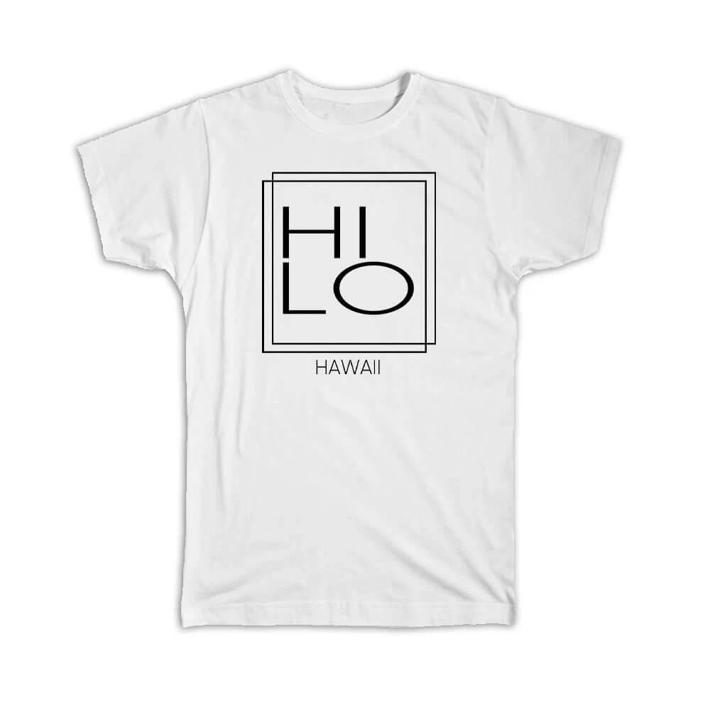 Gift T-Shirt : HILO Hawaii Square Modern Minimalist Font