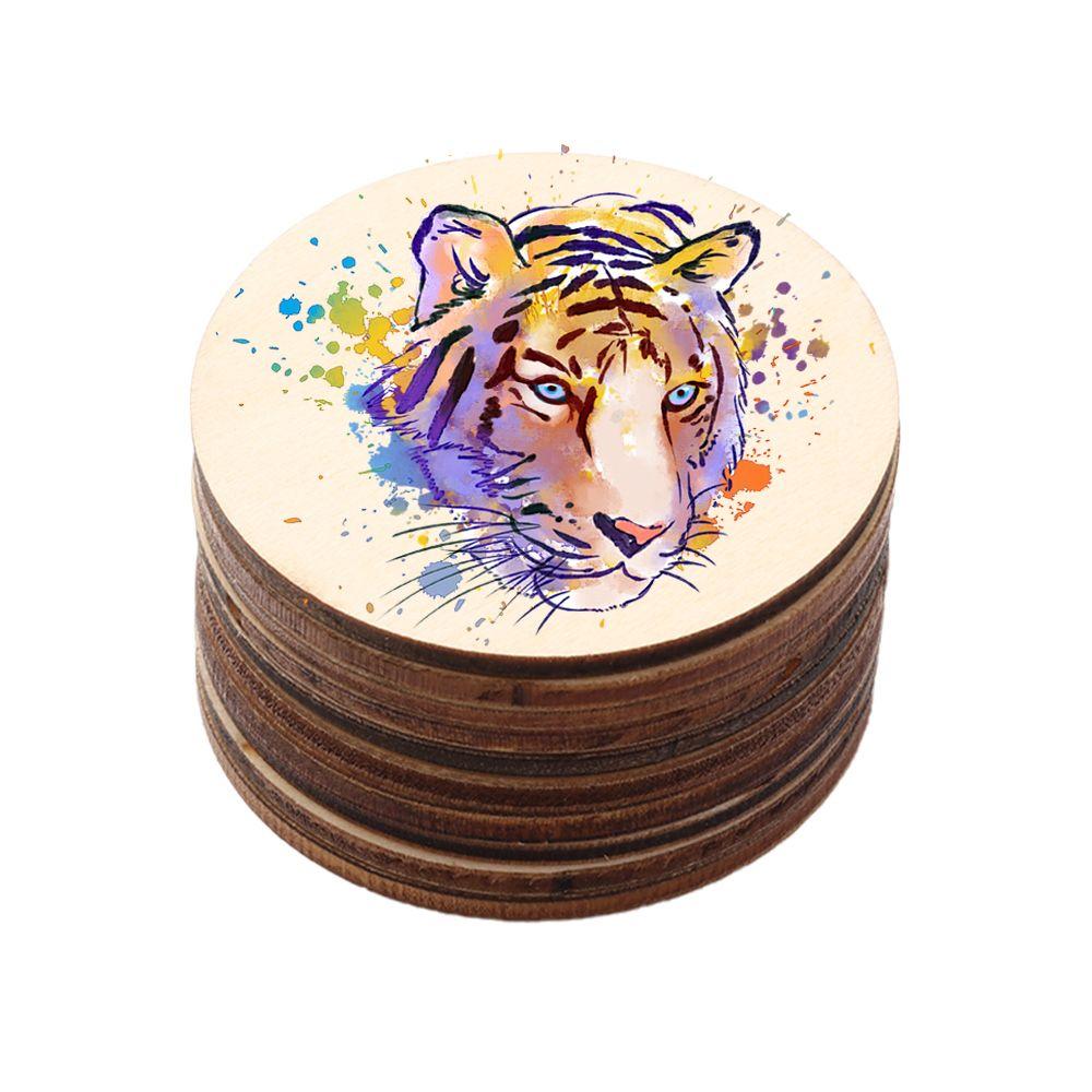 10-50Pcs Round Wood Pieces Wood Circles Blank Plaque for DIY Craft Pyrography Projects Games Scrapbooking Building Model