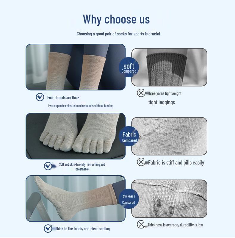 Gradient Non-Slip Mid-Calf Toe Separator Yoga Socks - Autumn/Winter Sweat-Absorbing Sporty Style.