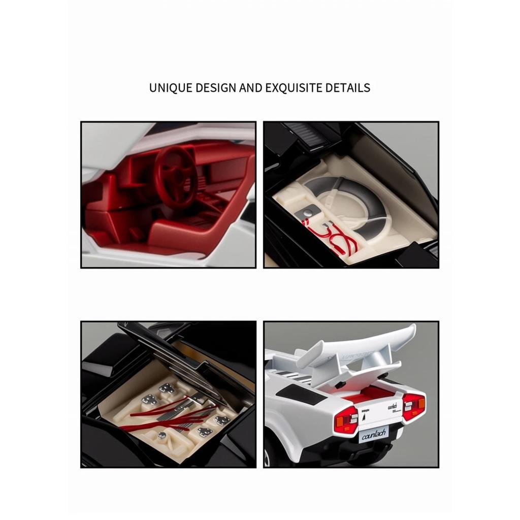 1/32 Lamborghini Countach LP5000s Сплав Модель Спортивного Автомобиля Литые Металлические Гоночные Автомобили для Трека Модель Транспортных Средств Симуляция Звук Свет Детская Игрушка Подарок
