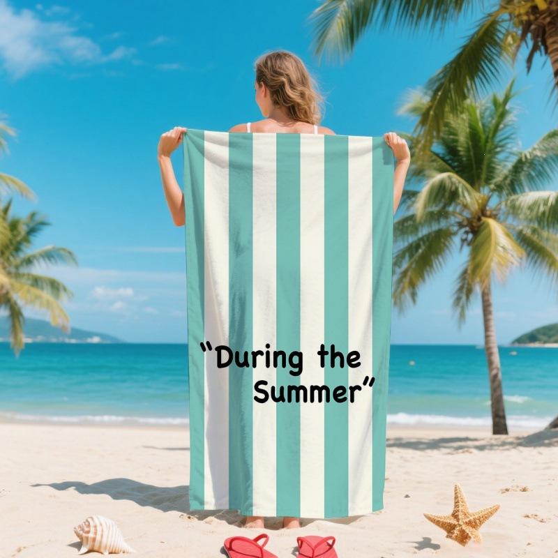 For Fashion Summer Colorful Striped Ultra-Soft Microfiber Beach Towel Quick-drying Silver Ion Antibacterial Cross-Border