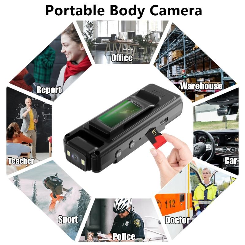 Body Camera With Rotatable Lens and Display, Wireless 1080P Wearable Camera for Evidence Collection