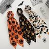 Halloween Hair Tie,  Women's Pumpkin Bat Print Headband, Elastic Hairband, Halloween Party Hair Accessory