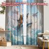 2pcs, 2D FLAT PRINTING Curtains (Without Rod) BattleBearShark Minimalist Holiday Curtains Fabric Curtains Thermal Insulation,