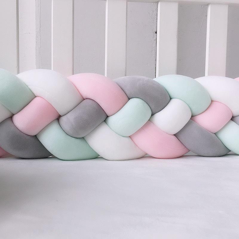 Датская вязаная подушка-узел, заплетенная из четырех прядей – Защитный бортик для кровати от ударов для детской комнаты