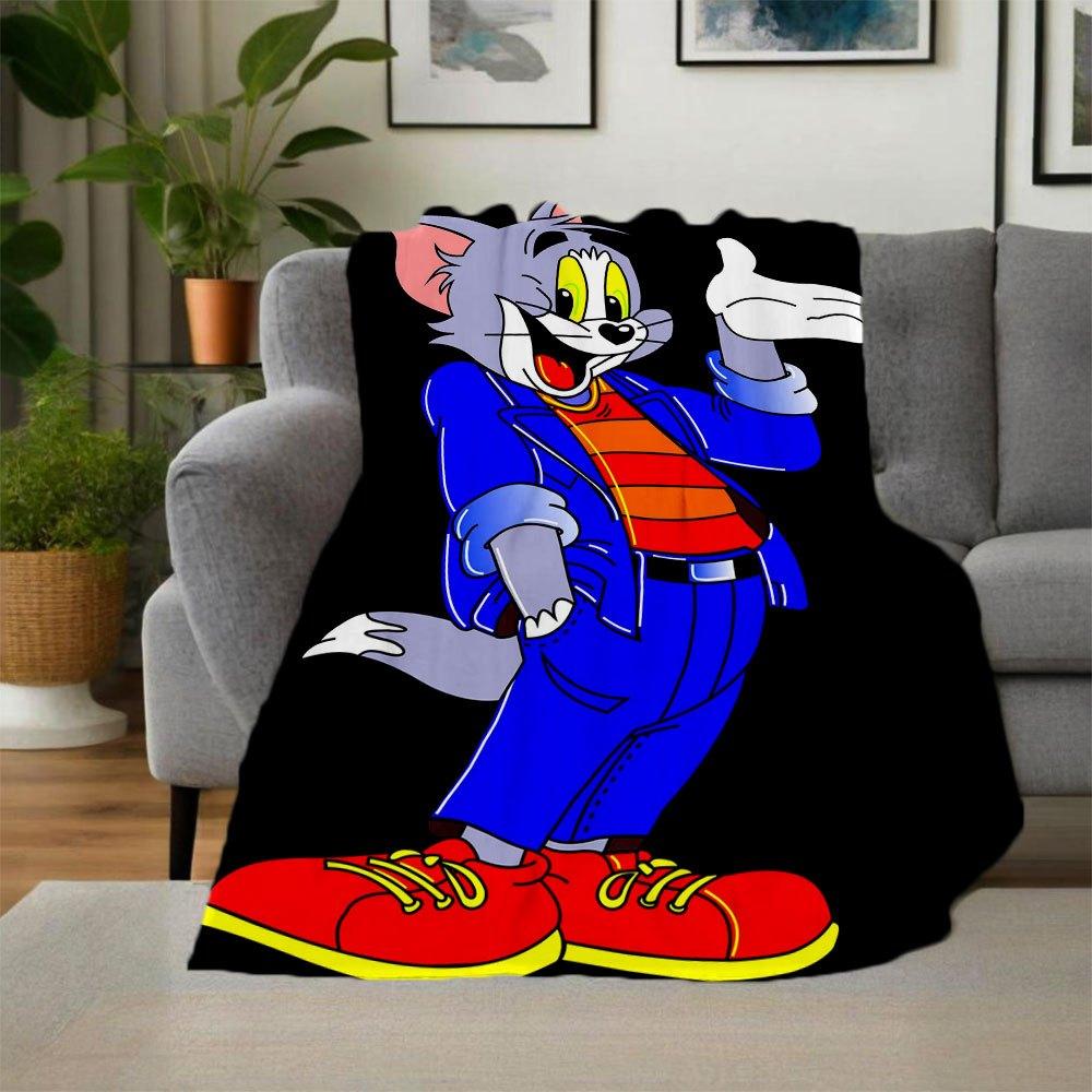 Tom & Jerry Cartoon Character Blue Suit Costume Cosplay Party Fancy DressBlanket Flannel Throw Blanket for Sofa, Bed, Travel, Camping, Office