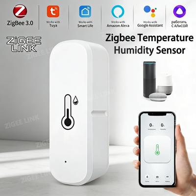 Беспроводной Zigbee-датчик температуры и влажности Tuya, Умный детектор влажности, Удаленный домашний мониторинг, Совместим с Alexa и Google Assistant