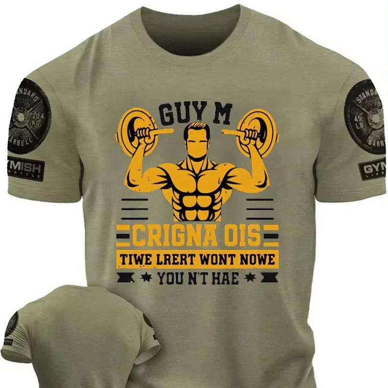 2024 Европа и США летняя повседневная мужская футболка для спортзала Футболка в мужском стиле с короткими рукавами быстросохнущая футболка