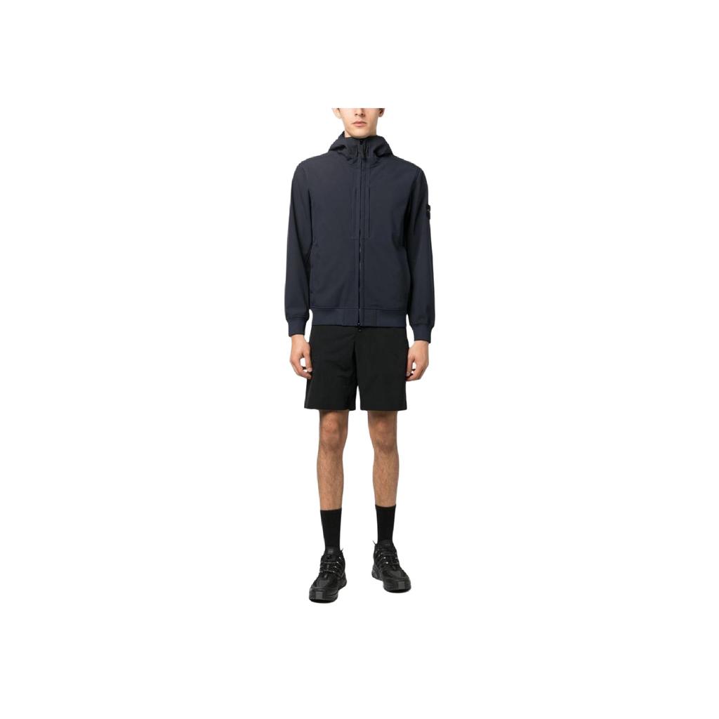 STONE ISLAND FW23 Soft Shell-R E.Dye® Ветрозащитная Водонепроницаемая Дышащая Куртка Софтшелл с Длинным Рукавом и Капюшоном на Молнии Мужская Куртка Темно-синий 7915Q0122-V0020