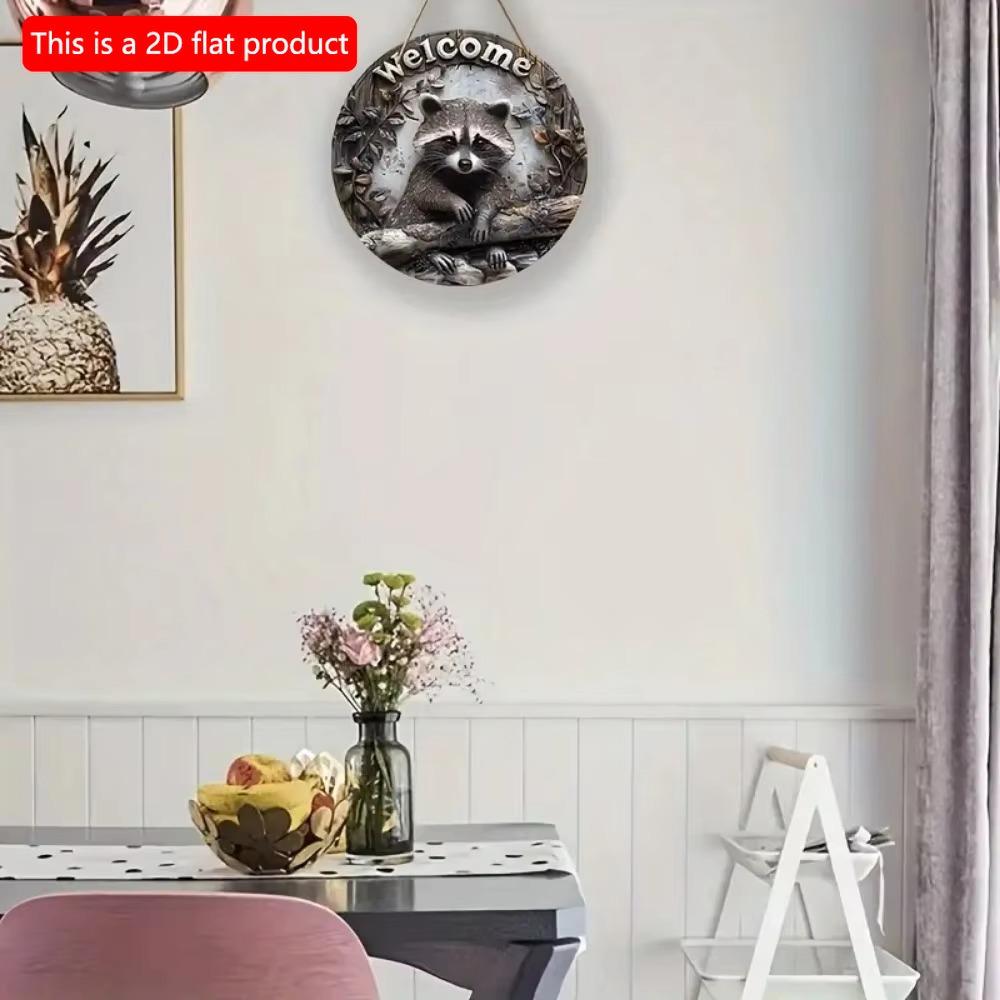 1 шт. 2d плоский деревенский стиль приветственный круглый деревянный знак - 20 см, животная тематика, подходит для домашнего зала, сада, бара, кафе, двери, украшения забора, подарка