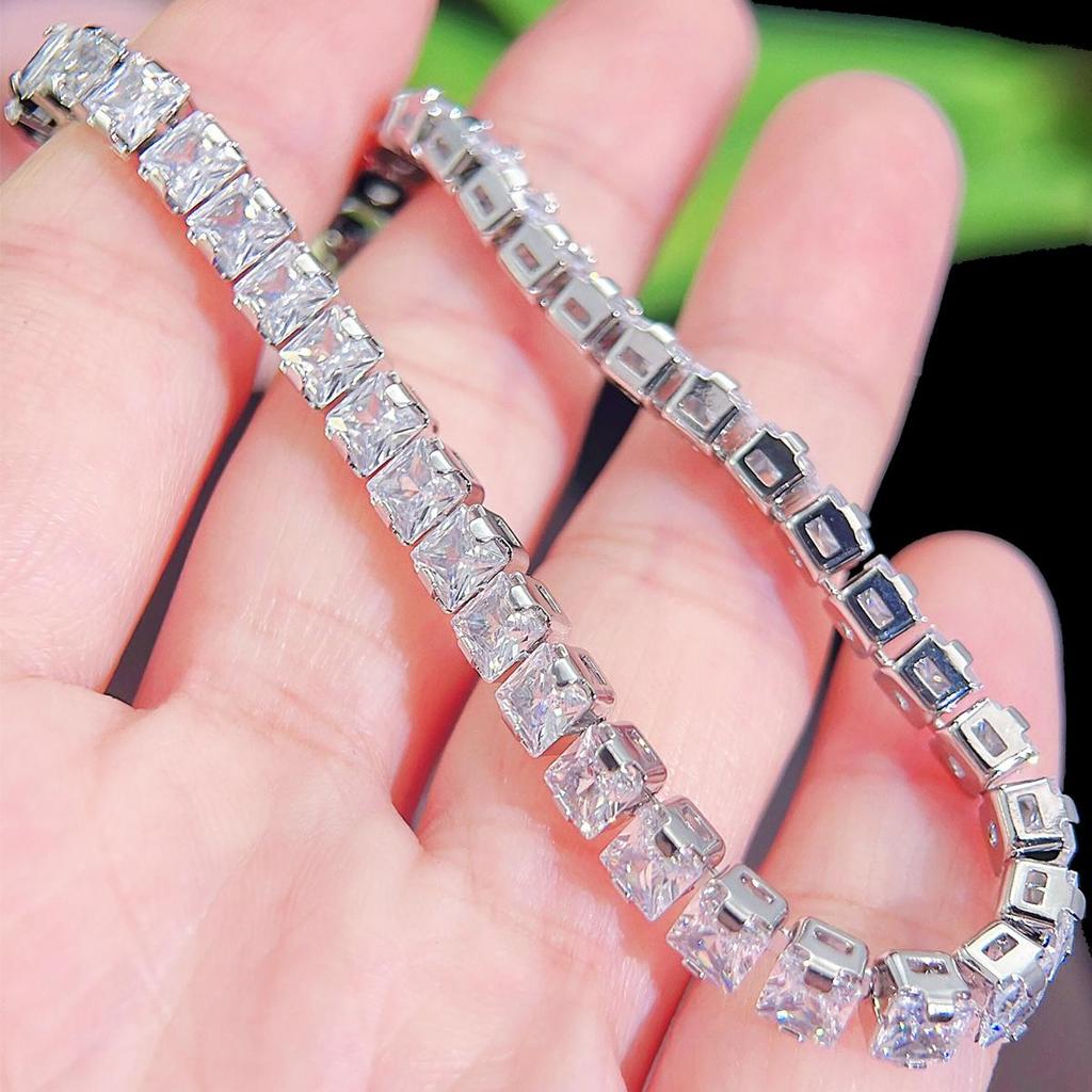 CMM 3 шт., высокое качество, свадебные украшения в Дубае, инкрустированные квадратные AAA циркониевые ожерелья, серьги, браслет, набор для женщин