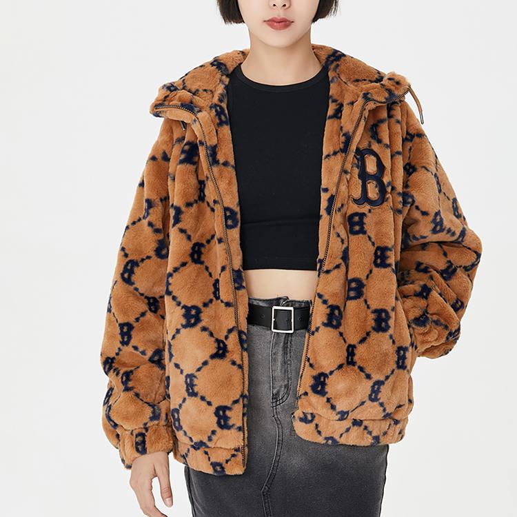 New MLB Velvet Jackets Unisex Beige Yellow 3AFDM0226-43BGS