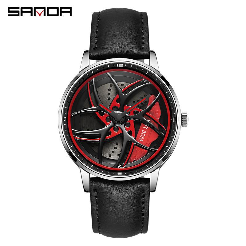 SANDA Часы мужские полые часы творческая личность кварцевые часы модные стильные часы серии Cool Wheel
