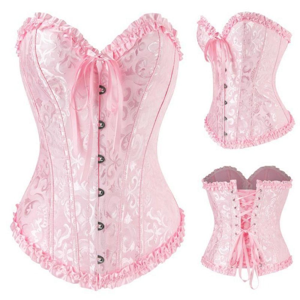 Y2K Bustier Corset Lace Up Overbust Boned Bustiers Top Modeling Strap Waist Trainer Cincher  Girl