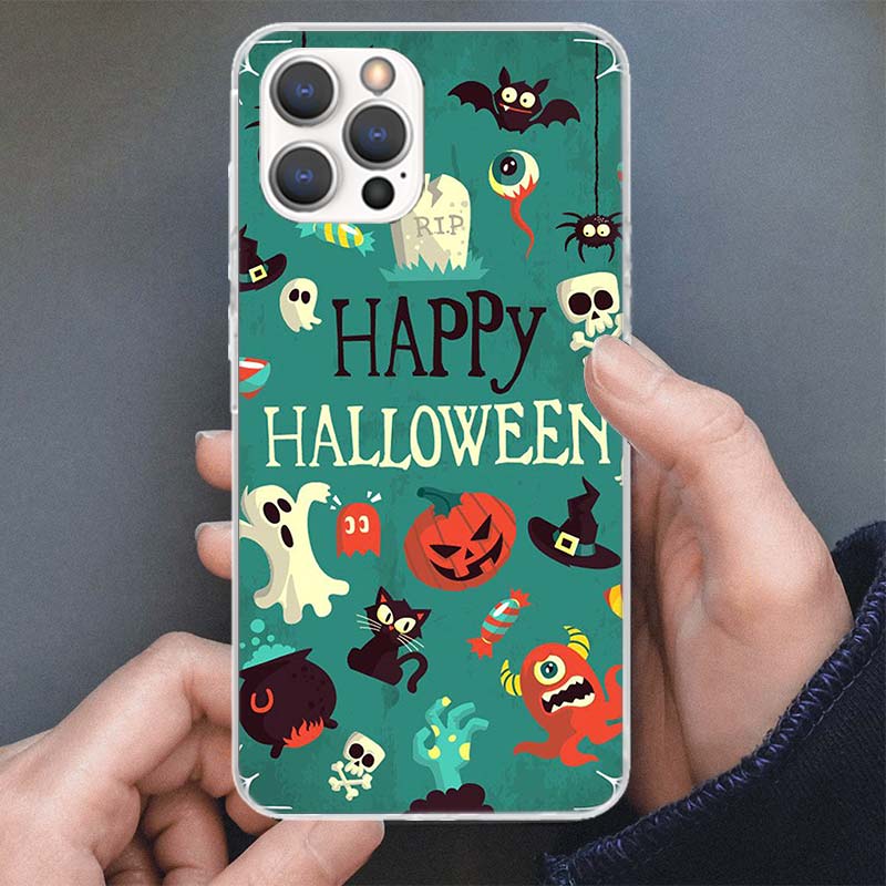 Halloween Happy Holiday Cat Pumpkin Phone Case For Apple iPhone 16 15 14 13 12 11 Pro Max Mini XS XR X 7 Plus 8 + SE Soft Silico