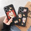 Мягкий черный силиконовый чехол с рисунком в виде животного кота для Samsung Galaxy A55 A54 A34 A15 S24 Xiaomi Redmi Note 13 Pro, противоударный защитный чехол для камеры