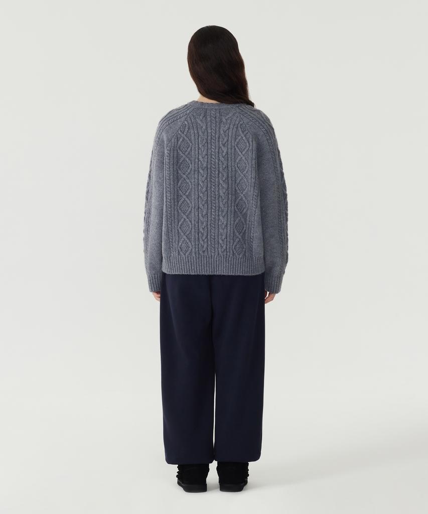 COVERNAT WOMAN Wool Blend Cable Knit Ivory