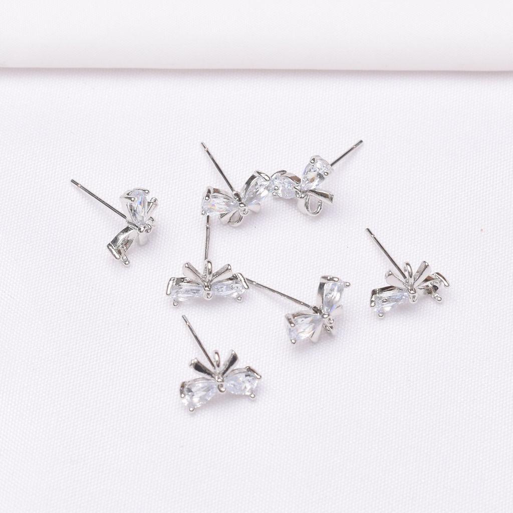 10 шт. 14-каратное золотое покрытие в форме бабочки с микро-инкрустацией и подвесными серьгами-гвоздиками, серебряные иглы S925, ювелирные изделия своими руками, иглы для ушей в форме солнца, аксессуары в процессе работы