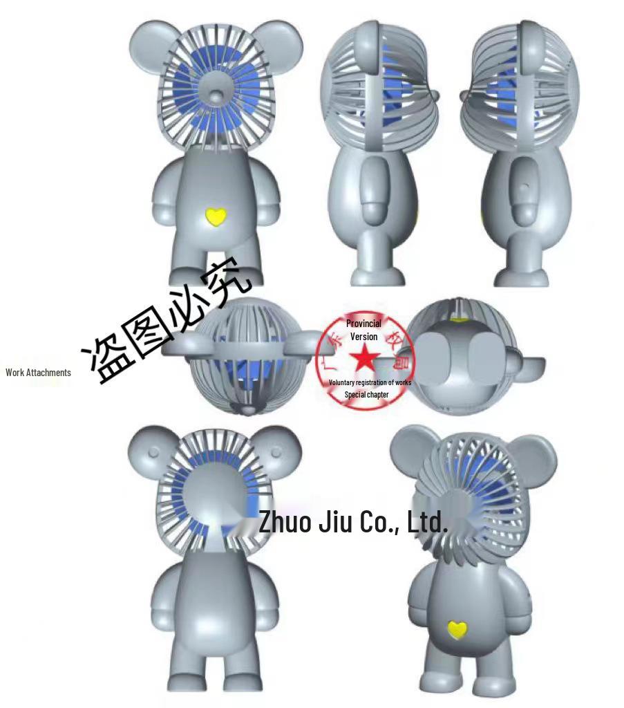 Electroplated Gradient Bear Mini Handheld USB Fan - Colorful Cartoon Design for Students