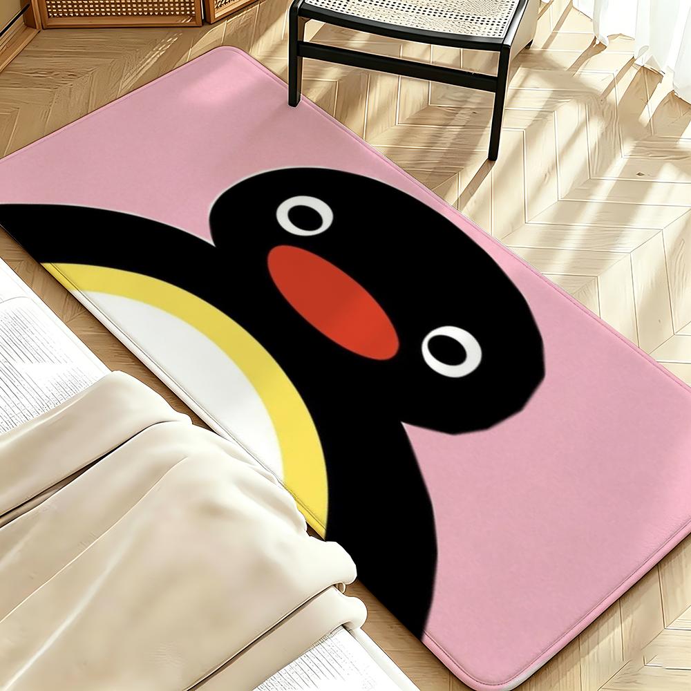 Animal B-Black P-Penguin Floor Mat Soft Flannel Floor Mat Suitable for Entryways, Living Rooms, Bedrooms, and Bathrooms