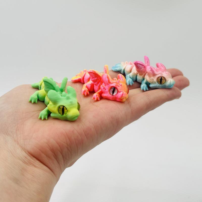 3D Printed Articulated Mini Flying Dragon Toy Multi-Joint Movable Fidget Toy for Teens Adults Stress Relief Desk Decor