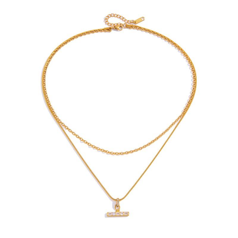 Double Layered Titanium Steel Necklace Women Minimalist Luxury Clavicle Chain Stainless Jewelry