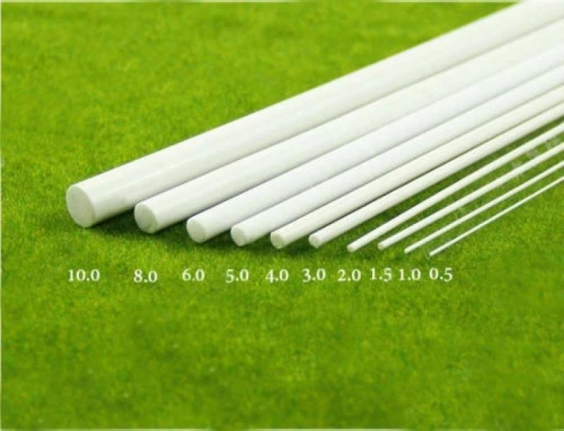 1/5/25/50PCS 0.5 To 15mm X250mm White ABS Styrene Plastic Round Bar Rods Diameter